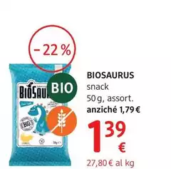 Biosaurus - Snack Di Mais 50 G, Assort. Biosaurus - Snack Di Mais 50 G, Assort.