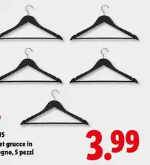 W5 - Set Grucce In Legno, 5 Pezzi W5 - Set Grucce In Legno, 5 Pezzi