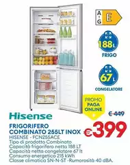 Hisense - Frigorifero Combinato 255Lt Inox FCN255ACE Hisense - Frigorifero Combinato 255Lt Inox FCN255ACE
