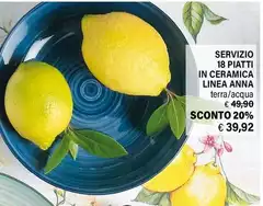 Servizio 18 Piatti In Ceramica Linea Anna