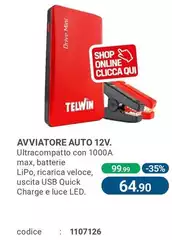 Telwin - Avviatore Auto 12V Telwin - Avviatore Auto 12V