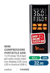 Vinco - Mini Compressore Portatile 60W