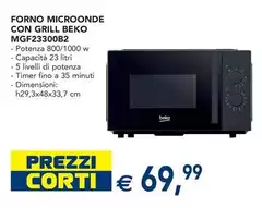 Beko - Forno Microonde Con Grill Mgf23300b2 Beko - Forno Microonde Con Grill Mgf23300b2