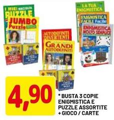 Jumbo - Busta 3 Copie Enigmistica E Puzzle Assortite + Gioco/ Carte