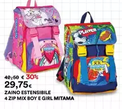 Player - Zaino Estensible 4 Zip Mix Boy E Girl Mitama Player - Zaino Estensible 4 Zip Mix Boy E Girl Mitama