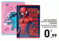 Maxi - Quaderno Stitch, Spiderman O Kuromi Maxi - Quaderno Stitch, Spiderman O Kuromi