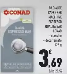 Conad - 18 Cialde Caffè Per Macchine Espresso Qualità Bar Conad - 18 Cialde Caffè Per Macchine Espresso Qualità Bar