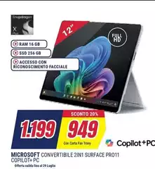Microsoft - Convertibile 2in1 Surface Pro11 Copilot+PC