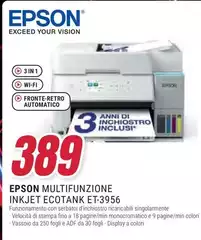 Epson - Multifunzione Inkjet Ecotank ET-3956 Epson - Multifunzione Inkjet Ecotank ET-3956