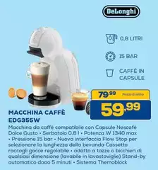 De Longhi - Macchina Caffè EDG355W De Longhi - Macchina Caffè EDG355W
