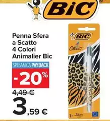 Penna -  Sfera A Scatto 4 Colori Animalier