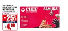 Samurai - 100 Guanti Monouso Chef Neri Nitrile Samurai - 100 Guanti Monouso Chef Neri Nitrile