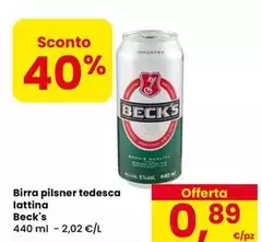 Becks - Birra Pilsner TedescA Lattina Becks - Birra Pilsner TedescA Lattina