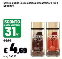 Nescafé - Caffè Solubile Gold Classico O Decaffeinato Nescafé - Caffè Solubile Gold Classico O Decaffeinato