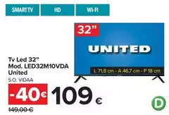 United - Tv Led 32" Mod. LED32M10VDA