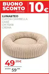 Cuccia Ciambella Cane Cm.75x18 Crema