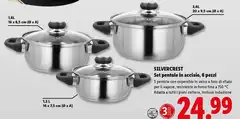 Silvercrest - Set Pentole In Acciaio/6 Pezzi Silvercrest - Set Pentole In Acciaio/6 Pezzi
