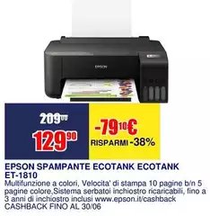 Epson - EcoTank  Spampante EcoTank ET-1810