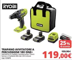 Ryobi - Trapano Avvitatore A Percussione 18V One+