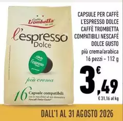 L'espresso - Capsule Per Caffè Dolce Caffè Trombetta Compatibili Nescafé
