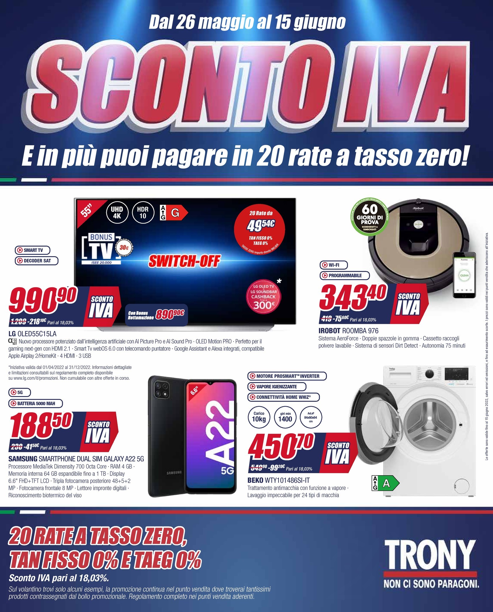 Volantino Trony a Arzignano: offerte di elettronica dal 26/05
