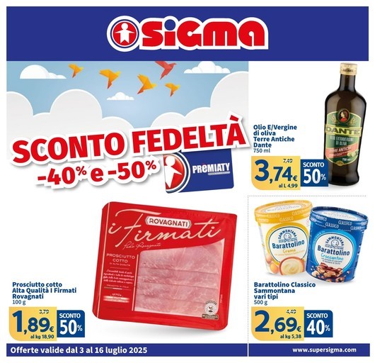 Sconto fedelta -40% e -50%, Sigma Sconto fedelta -40% e -50%, Sigma