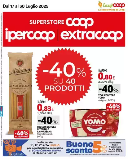 -40% su 40 prodotti -40% su 40 prodotti