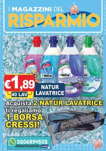 Acquista 2 Natur Lavatrice ti regaliamo 1 Borsa Cressi!