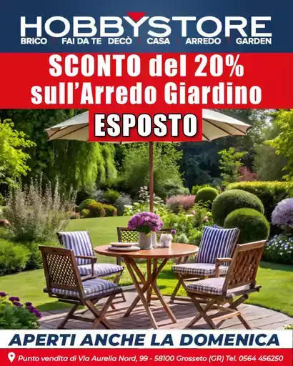Sconto del 20% sull'Arredo Giardino Esposto Sconto del 20% sull'Arredo Giardino Esposto