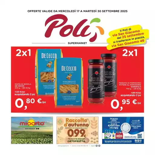OFFERTE VALIDE DA MERCOLEDÌ 17 A MARTEDÌ 30 SETTEMBRE 2025