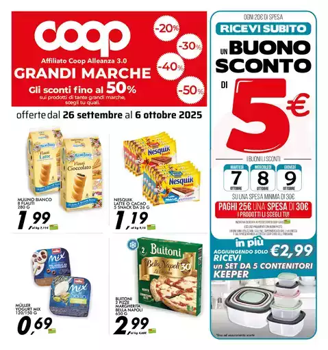 offerte dal 26 settembre al 6 ottobre 2025