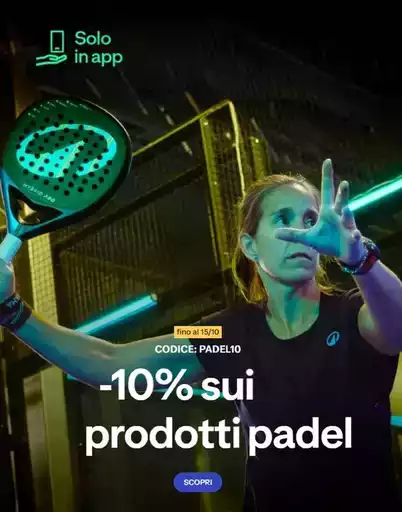 -10% sui prodotti padel -10% sui prodotti padel
