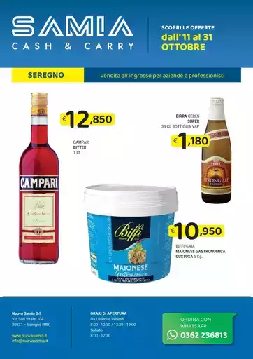 Dall’ 11 al 31 OTTOBRE Dall’ 11 al 31 OTTOBRE