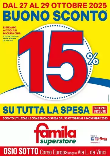 BUONO SCONTO 15% su tutta la spesa BUONO SCONTO 15% su tutta la spesa