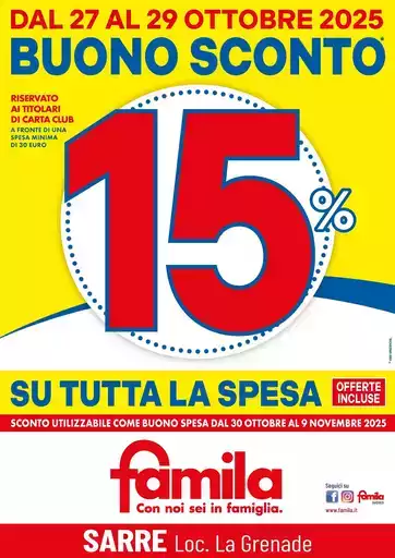 BUONO SCONTO 15% su tutta la spesa BUONO SCONTO 15% su tutta la spesa