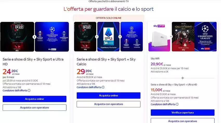 L'offerta per guardare il calcio e lo sport