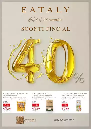 Dal 6 al 30 novembre SCONTI FINO AL 40%