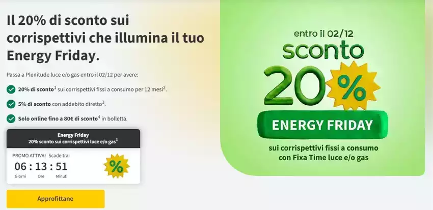 Sconto 20% energy friday