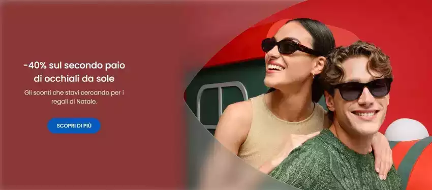 -40% sul secondo paio di occhiali da sole