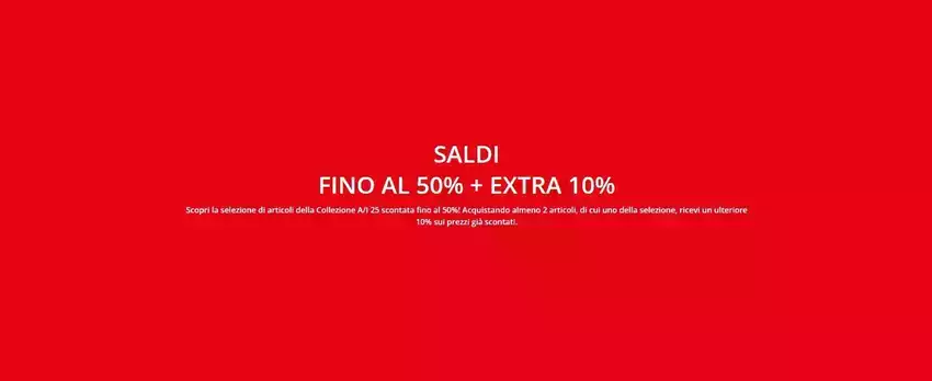 Fino al 50% + extra 10%