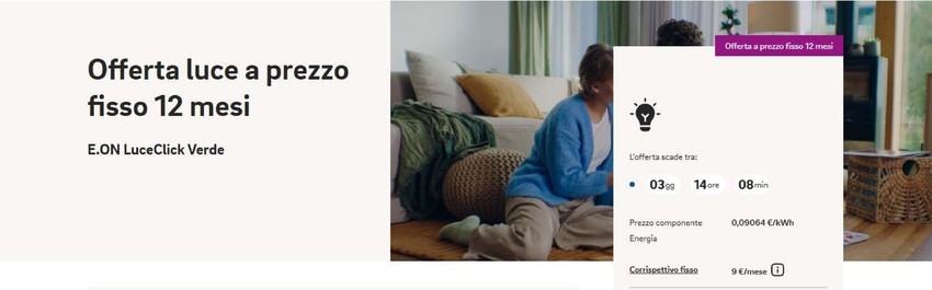 Offerta luce a prezzo fisso 12 mesi Offerta luce a prezzo fisso 12 mesi