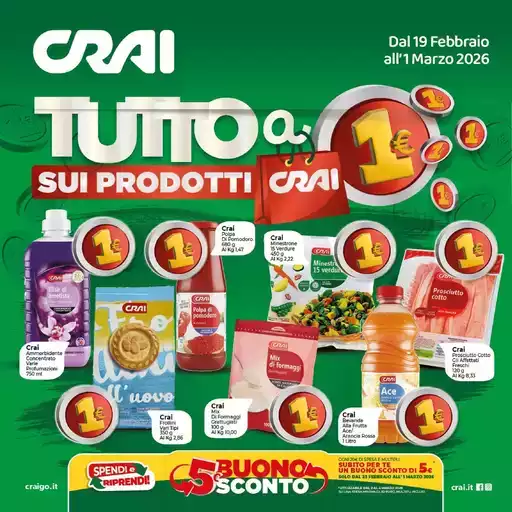 tutto a 1 euro su prodotti crai