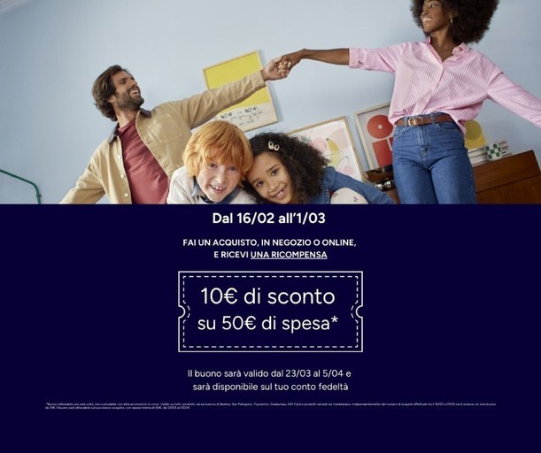 10 euro di sconto su 50 euro di spesa