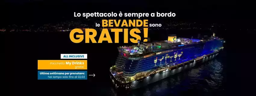 Lo spettacolo e sempre a bordo le BEVANDE sono GRATIS! Lo spettacolo e sempre a bordo le BEVANDE sono GRATIS!