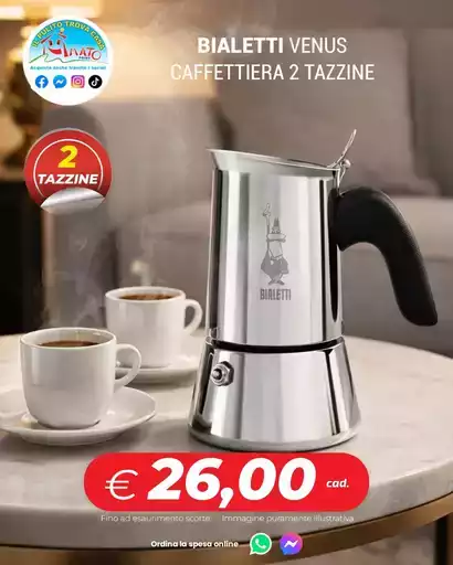 Bialetti venus caffettiera 2 tazzine Bialetti venus caffettiera 2 tazzine