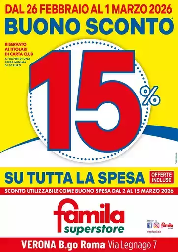 BUONO SCONTO 15% BUONO SCONTO 15%