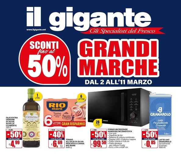 Grandi Marche, sconti fino al 50%
