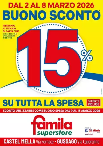 BUONO SCONTO 15% BUONO SCONTO 15%