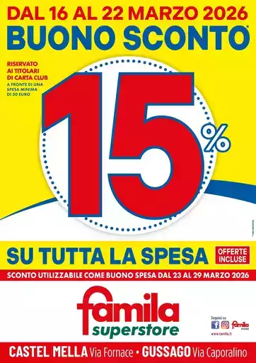 BUONO SCONTO 15% su tutta la spesa!
