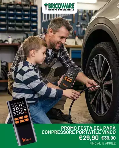 Promo festa del papa compressore portatile vinco